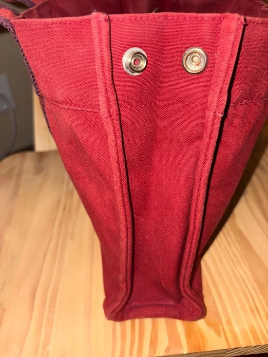Hermes Fourre Tout PM Red Canvas Tote with Dark Stripe Handles EUC Vintage - Picture 6 of 13
